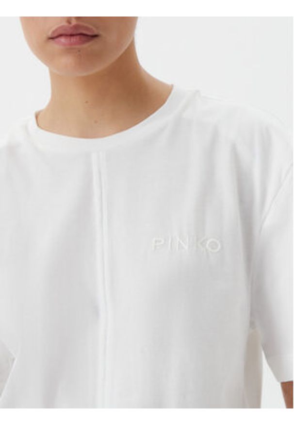 Pinko - PINKO T-Shirt Tuca 105015 A2ID Biały Regular Fit. Kolor: biały. Materiał: bawełna