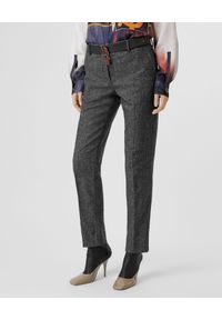Burberry - BURBERRY - Tweedowe spodnie z wełny. Kolor: szary. Materiał: wełna. Styl: elegancki