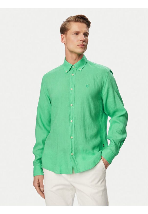 BOSS Koszula H-Liam 50556077 Zielony jasny Regular Fit. Kolor: zielony. Materiał: len