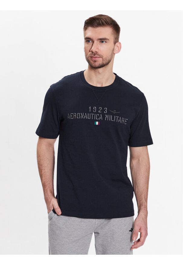 Aeronautica Militare T-Shirt 231TS2099J584 Granatowy Regular Fit. Kolor: niebieski. Materiał: bawełna