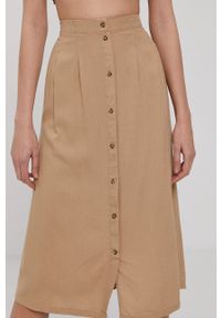 Vero Moda - Spódnica. Kolor: beżowy. Materiał: tkanina #3