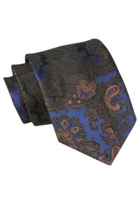 Męski Krawat Angelo di Monti - Niebieski, Duży Wzór Orientalny. Kolor: niebieski. Materiał: tkanina. Styl: wizytowy, elegancki