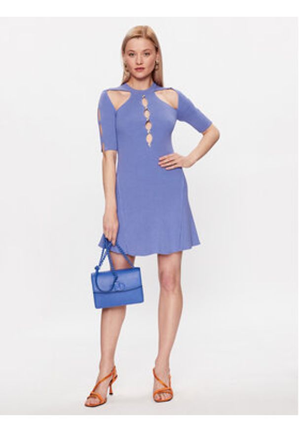 Pinko Sukienka dzianinowa Opale PE23 BLK01 101227 A0TU Fioletowy Slim Fit. Kolor: fioletowy. Materiał: wiskoza