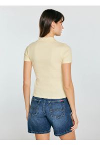 Big-Star - Koszulka damska polo slim z subtelnym haftem żółta Rafaela 200. Typ kołnierza: polo. Kolor: żółty. Materiał: materiał, tkanina, prążkowany, dzianina. Wzór: haft. Sezon: lato. Styl: elegancki #2