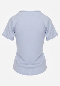 Renee - Jasnoniebieski T-shirt Basic z Okrągłym Dekoltem Dolea. Okazja: na co dzień. Kolor: niebieski. Materiał: jeans. Długość: krótkie. Wzór: gładki. Styl: casual #7