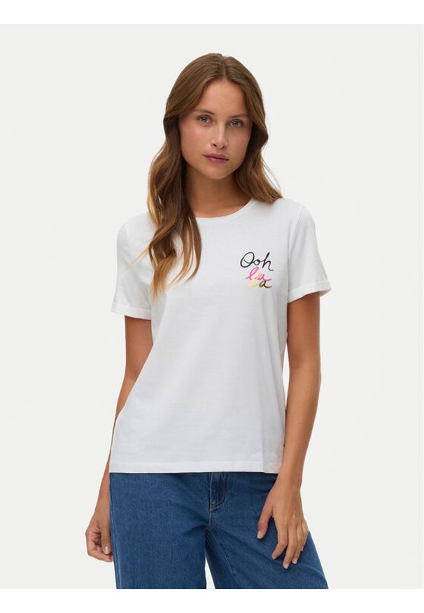 Vero Moda T-Shirt Ikami 10340181 Biały Regular Fit. Kolor: biały. Materiał: bawełna