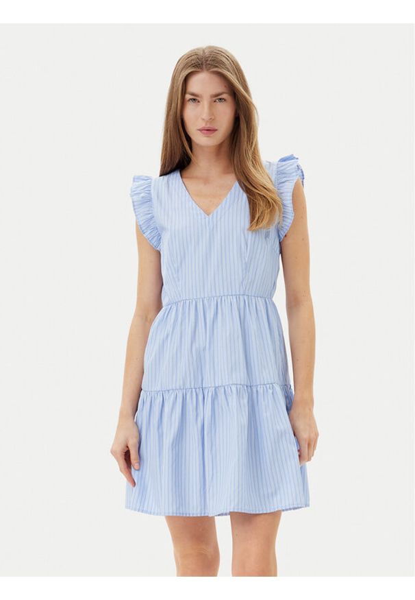 Vero Moda Sukienka codzienna 10325250 Niebieski Regular Fit. Okazja: na co dzień. Kolor: niebieski. Materiał: bawełna, syntetyk. Typ sukienki: proste. Styl: casual