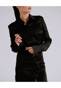DOLLINA - Czarna mini sukienka z wiskozy Azala. Kolor: czarny. Materiał: wiskoza. Typ sukienki: dopasowane. Styl: glamour. Długość: mini #5