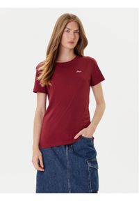 BOSS Kurtka skórzana C_Sadora 50543026 Bordowy Regular Fit. Kolor: czerwony. Materiał: skóra