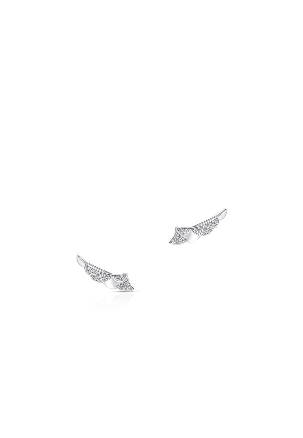 W.KRUK - Nausznice srebrne skrzydła z cyrkoniami. Materiał: srebrne. Kolor: srebrny. Wzór: aplikacja. Kamień szlachetny: cyrkonia