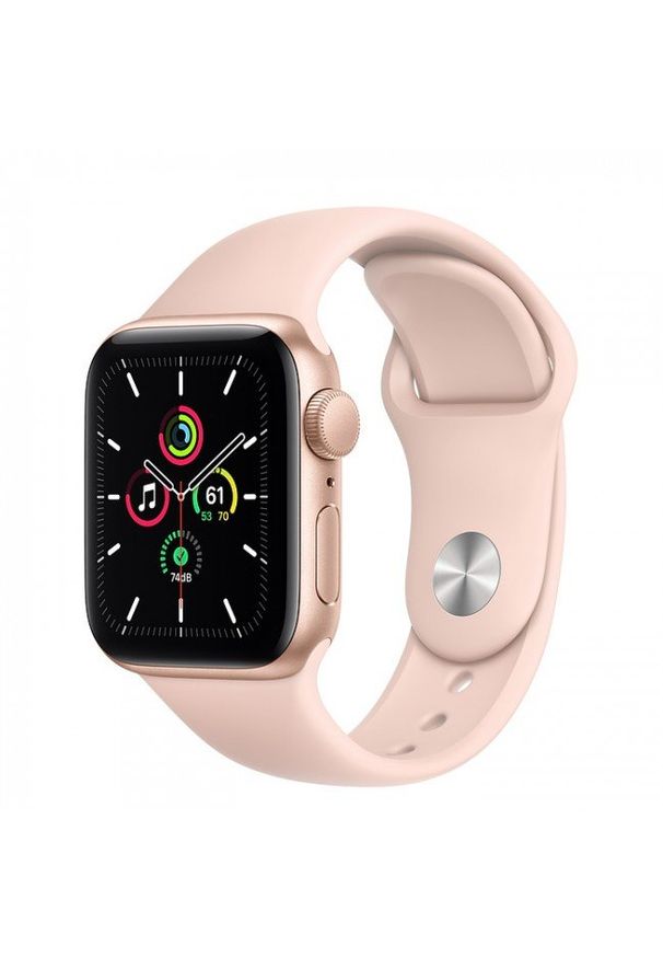 APPLE - Smartwatch Apple Watch SE GPS 40mm aluminium, złoty | piaskowy róż pasek sportowy. Rodzaj zegarka: smartwatch. Kolor: różowy, wielokolorowy, złoty. Styl: sportowy