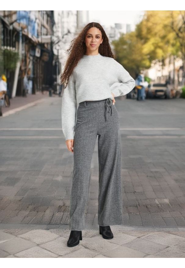 Sinsay - Spodnie wide leg - wielobarwny. Styl: elegancki