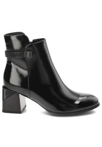 Czarne Botki S.Barski Eleganckie Obuwie Damskie. Okazja: na co dzień. Kolor: czarny. Materiał: skóra ekologiczna. Obcas: na obcasie. Styl: elegancki. Wysokość obcasa: średni #5