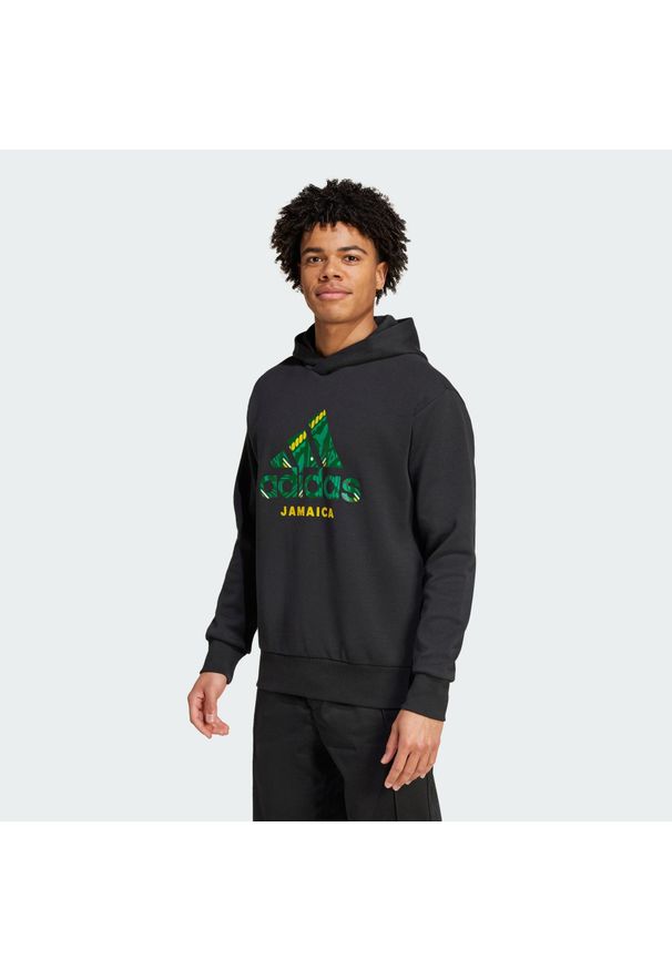 Adidas - Bluza z kapturem Jamaica Seasonal Doubleknit. Typ kołnierza: kaptur. Kolor: czarny. Sport: piłka nożna