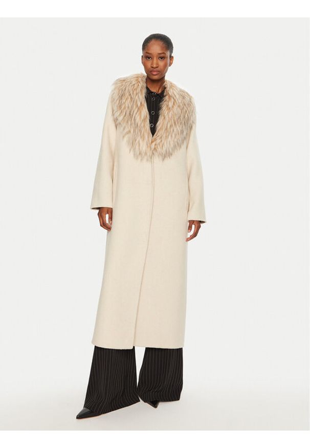 Luisa Spagnoli Płaszcz wełniany Supplica 541206 Beżowy Regular Fit. Kolor: beżowy. Materiał: wełna, syntetyk