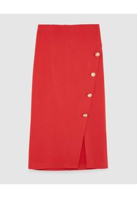 Patrizia Pepe - PATRIZIA PEPE - Czerwona spódnica midi z rozcięciem. Kolor: czerwony. Materiał: dzianina #4