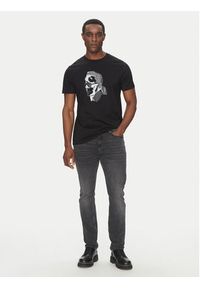 Karl Lagerfeld - KARL LAGERFELD T-Shirt 755066 552241 Czarny Regular Fit. Typ kołnierza: dekolt w karo. Kolor: czarny. Materiał: bawełna #5