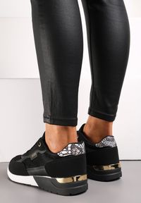Renee - Czarne Brokatowe Sneakersy z Metalicznymi Wstawkami Decima. Kolor: czarny #5