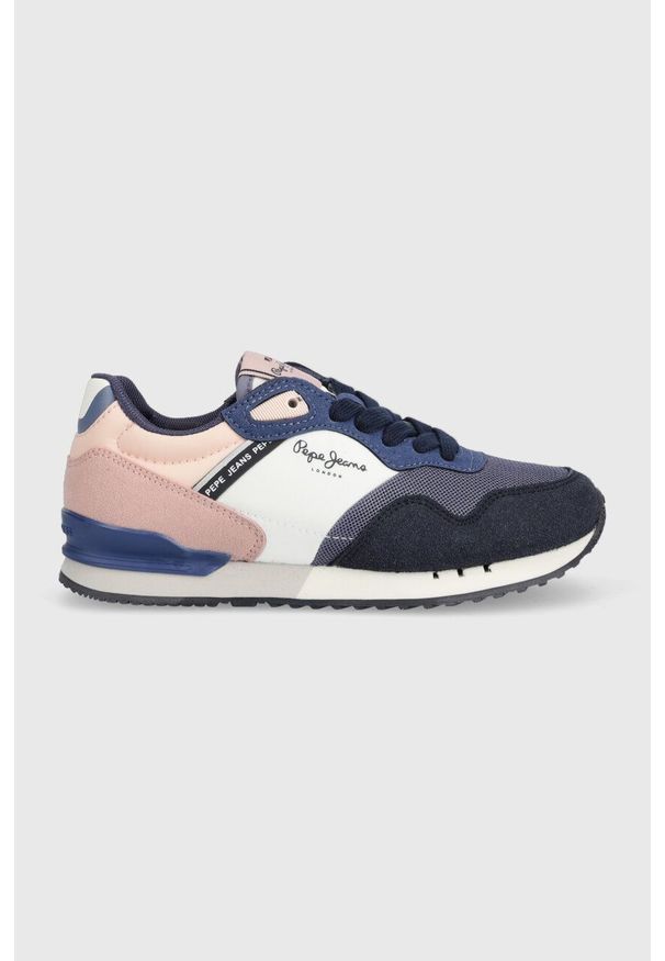 Pepe Jeans sneakersy dziecięce kolor granatowy. Nosek buta: okrągły. Zapięcie: sznurówki. Kolor: niebieski. Materiał: guma