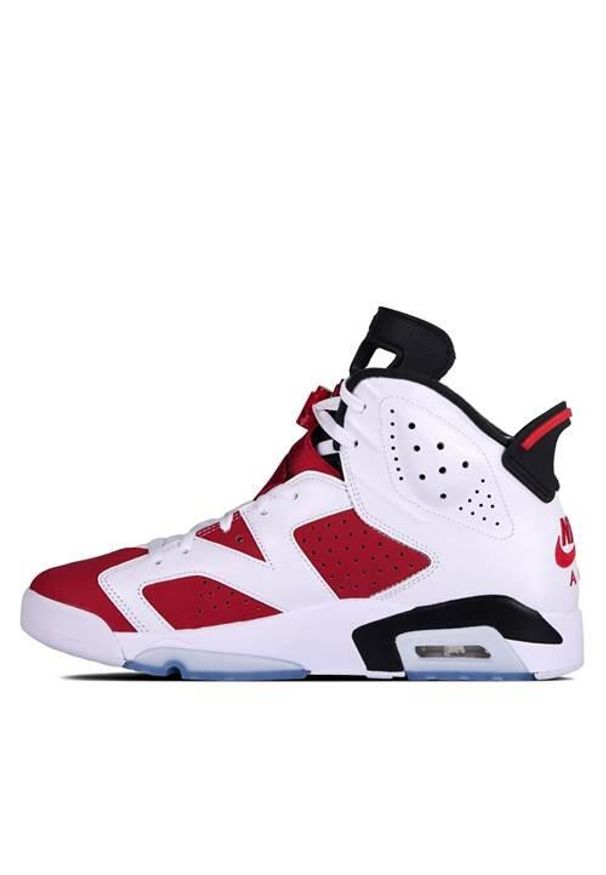 Buty do chodzenia męskie Nike Air Jordan 6 Retro Carmine 2021. Kolor: biały, wielokolorowy. Materiał: materiał, syntetyk. Szerokość cholewki: normalna. Model: Nike Air Jordan. Sport: turystyka piesza
