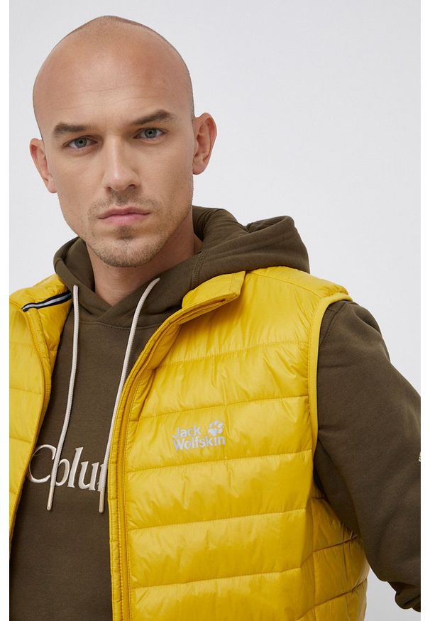 Jack Wolfskin - Bezrękawnik. Kolor: żółty. Materiał: włókno, polar, materiał, syntetyk. Długość rękawa: bez rękawów