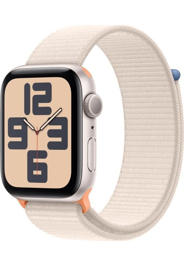 APPLE - Smartwatch Apple Watch SE 2023 GPS 44mm Starlight Alu Sport Loop Beżowy (MRE63QC/A). Rodzaj zegarka: smartwatch. Kolor: beżowy. Styl: sportowy