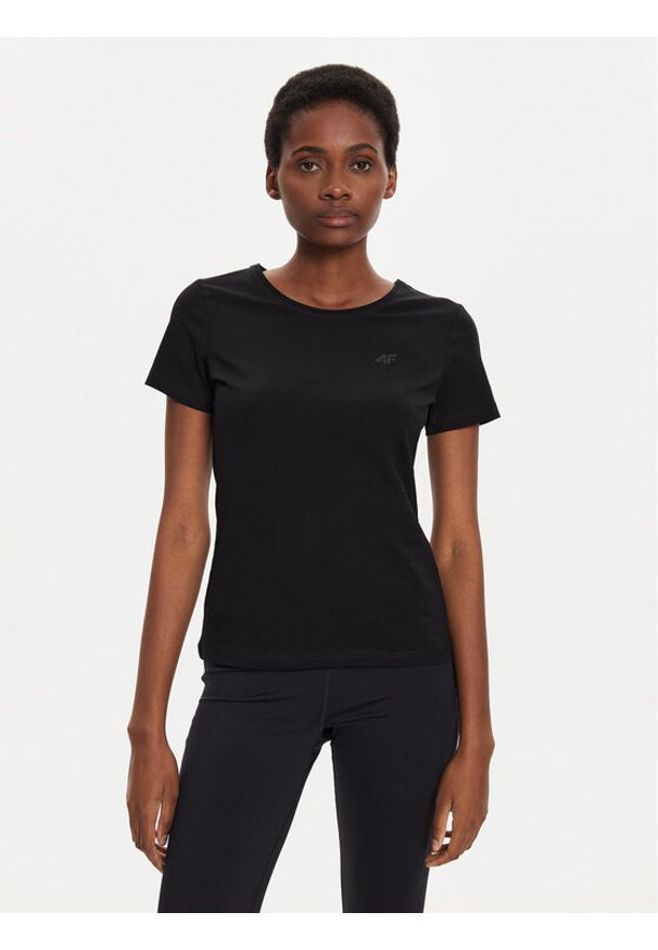 4f - 4F T-Shirt 4FWMM00TTSHF1845 Czarny Slim Fit. Kolor: czarny. Materiał: bawełna