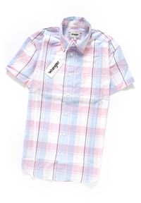 Wrangler - KOSZULA MĘSKA KRÓTKI RĘKAW WRANGLER SS 1PKT SHIRT CHALK PINK W5860NQWG. Kolor: biały. Długość rękawa: krótki rękaw. Długość: krótkie. Wzór: kratka #4