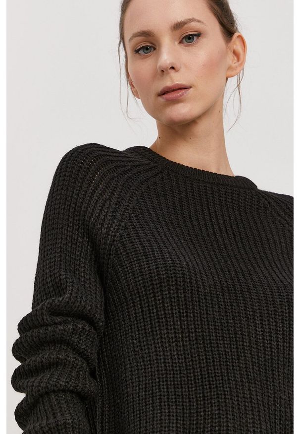 Vero Moda - Sweter. Okazja: na co dzień. Kolor: czarny. Materiał: włókno, materiał. Długość rękawa: raglanowy rękaw. Styl: casual
