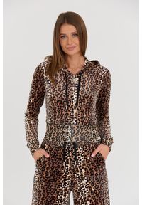 Juicy Couture - JUICY COUTURE Bluza damska Marissa Leopard Velour Track Top. Kolor: brązowy