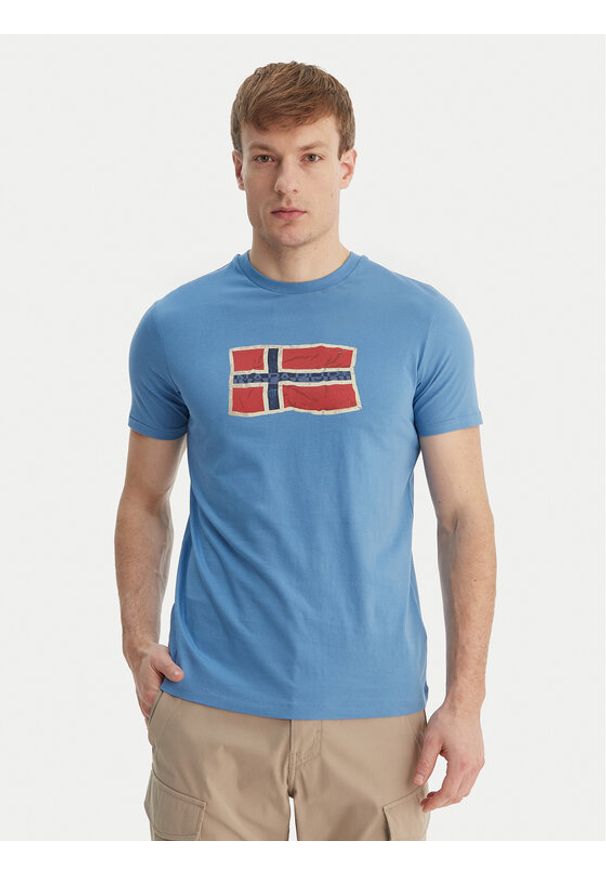 Napapijri T-Shirt S-Mahsa NP0A4FZB Niebieski Regular Fit. Kolor: niebieski. Materiał: bawełna