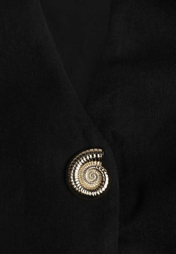 Born2be - Czarna Sukienka Taliowana Wiązana na Szyi z Ozdobnymi Guzikami Cilamene. Okazja: na co dzień. Kolor: czarny. Materiał: poliester. Wzór: aplikacja. Styl: casual, klasyczny, elegancki