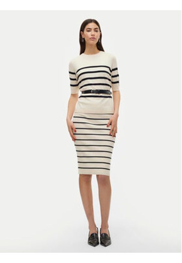 Vero Moda Sweter Saba 10306829 Beżowy Regular Fit. Kolor: beżowy. Materiał: wiskoza