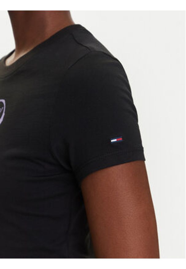 Tommy Jeans T-Shirt Heart DW0DW21390 Czarny Slim Fit. Kolor: czarny. Materiał: bawełna