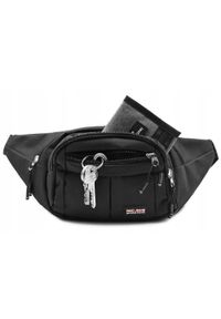 Męska Saszetka na Biodro (Nerka) - Pako Jeans - Czarna. Kolor: czarny. Materiał: poliester #6