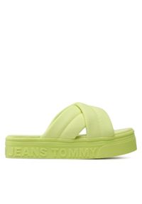 Tommy Jeans Klapki Fltfrm Sandal EN0EN02116 Zielony. Kolor: zielony. Materiał: materiał