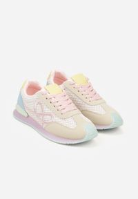 Born2be - Różowe Sneakersy Ozdobione Geometrycznym Motywem Icebluff. Okazja: na co dzień. Kolor: różowy. Materiał: jeans. Wzór: geometria, aplikacja #3