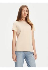 Guess T-Shirt V3BI11 J1314 Beżowy Regular Fit. Kolor: beżowy. Materiał: bawełna