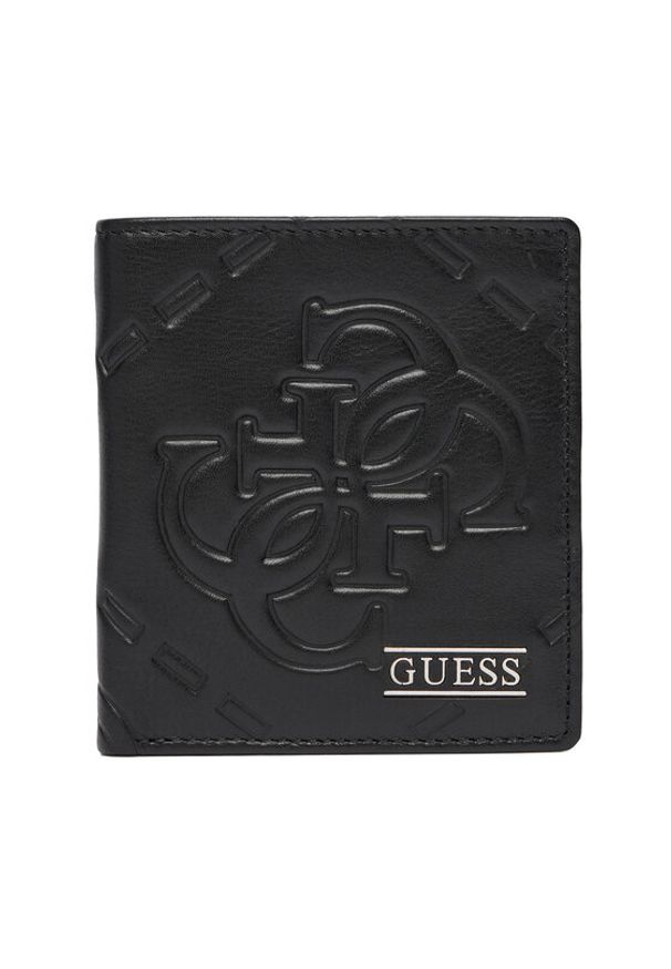 Guess Duży Portfel Męski SMBOMG LEA18 Czarny. Kolor: czarny. Materiał: skóra
