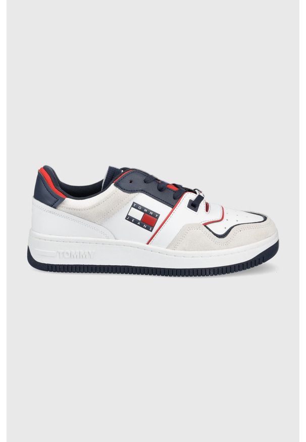 Tommy Jeans sneakersy kolor biały. Nosek buta: okrągły. Zapięcie: sznurówki. Kolor: biały. Materiał: materiał, guma, włókno