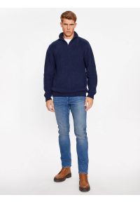 Wrangler - WRANGLER HALF ZIP KNIT MĘSKI SWETER ELEGANCKI CIEPŁY NAVY 112343094. Styl: elegancki #4