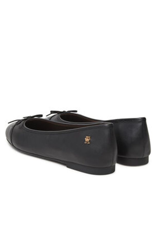 TOMMY HILFIGER - Tommy Hilfiger Baleriny Toe Cap Leather Ballerina FW0FW08759 Czarny. Kolor: czarny. Materiał: skóra