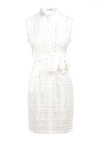 Born2be - Biała Sukienka Lastharpia. Kolor: biały. Materiał: tkanina, materiał, koronka. Długość rękawa: bez rękawów. Wzór: jednolity, koronka. Typ sukienki: rozkloszowane. Styl: boho. Długość: mini #4