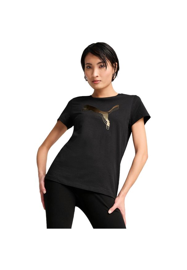 Koszulka Puma Ess Metallic Tee, Kobiety. Kolor: czarny. Materiał: materiał, bawełna