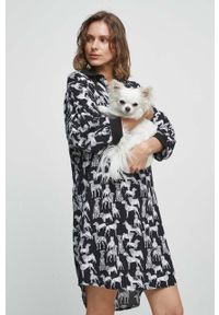 medicine - Medicine sukienka kolor czarny midi oversize. Kolor: czarny. Materiał: tkanina. Typ sukienki: oversize. Długość: midi #1