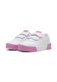 Puma - Dziecięce sneakersy Carina 3.0 PUMA White Gold Posie Pink. Okazja: na plażę, na uczelnię. Kolor: biały, różowy, żółty, wielokolorowy. Sezon: lato. Sport: joga i pilates, tenis