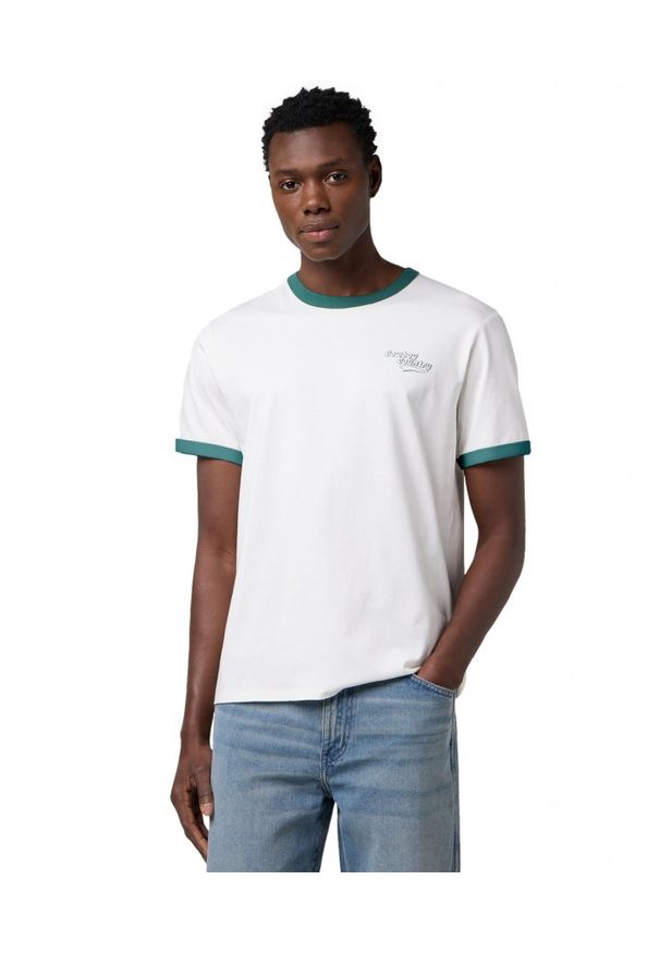 Wrangler - MESKA KOSZULKA WRANGLER RINGER TEE WORN WHITE 112371497
