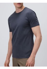 Reserved - T-shirt slim z bawełny pima - ciemnoszary. Kolor: szary. Materiał: bawełna