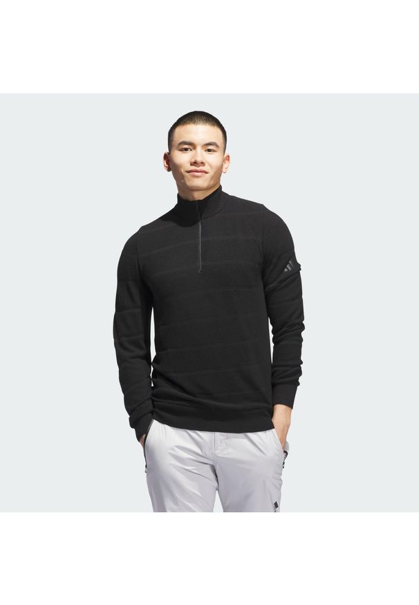 Adidas - Sweter Ultimate365 Tour Wind Knit Quarter-Zip. Typ kołnierza: golf. Kolor: czarny. Sport: golf