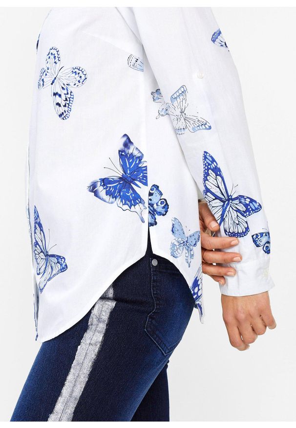 bonprix - Bluzka z wiskozy z nadrukiem. Kolor: biały. Materiał: wiskoza. Długość: długie. Wzór: nadruk. Styl: elegancki